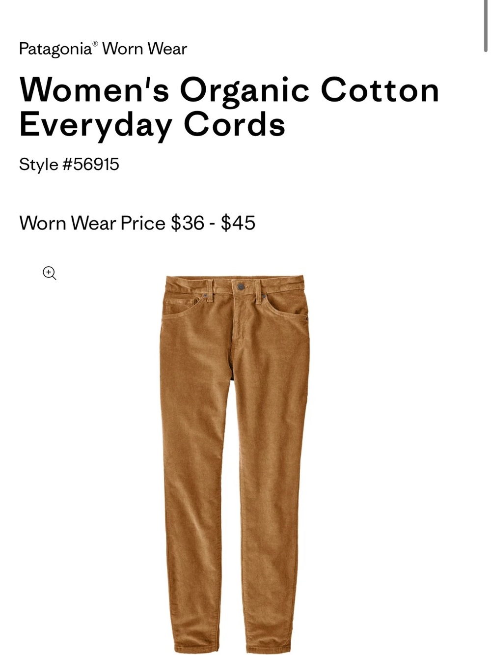 Patagonia Women's Corduroy Skinny Pants — Tan Brown Worn Wear
